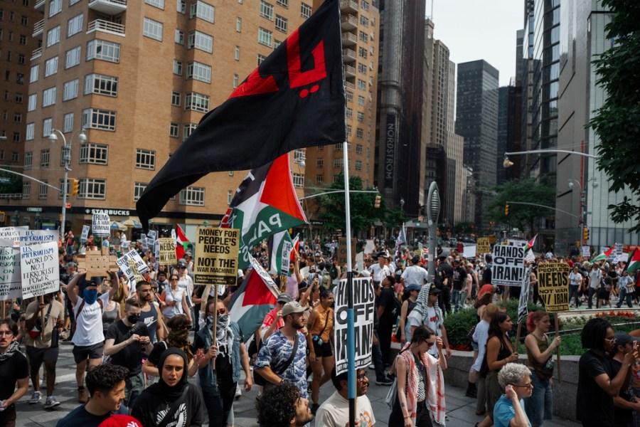 Groups supporting Tehran organized the 'No War on Iran' protests.