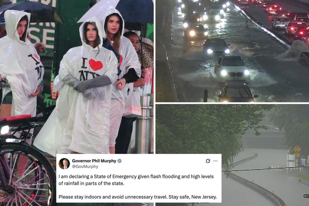 Heavy rain in the tri-state area leads to road closures, subway delays in NYC, and a state of emergency in NJ