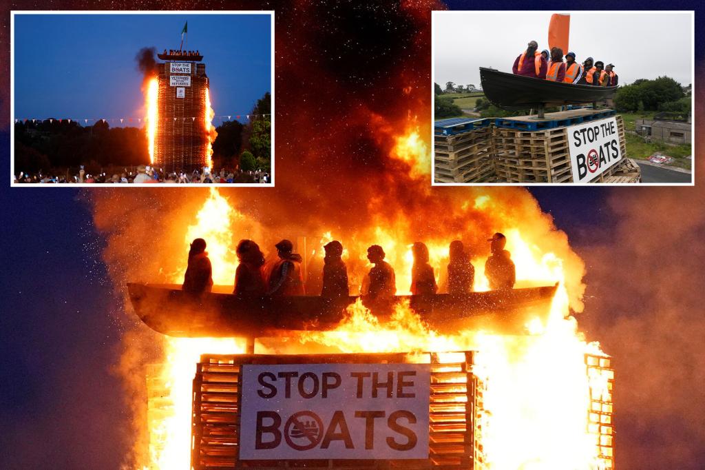 Investigation launched into hate crime after effigy of migrant boat set on fire