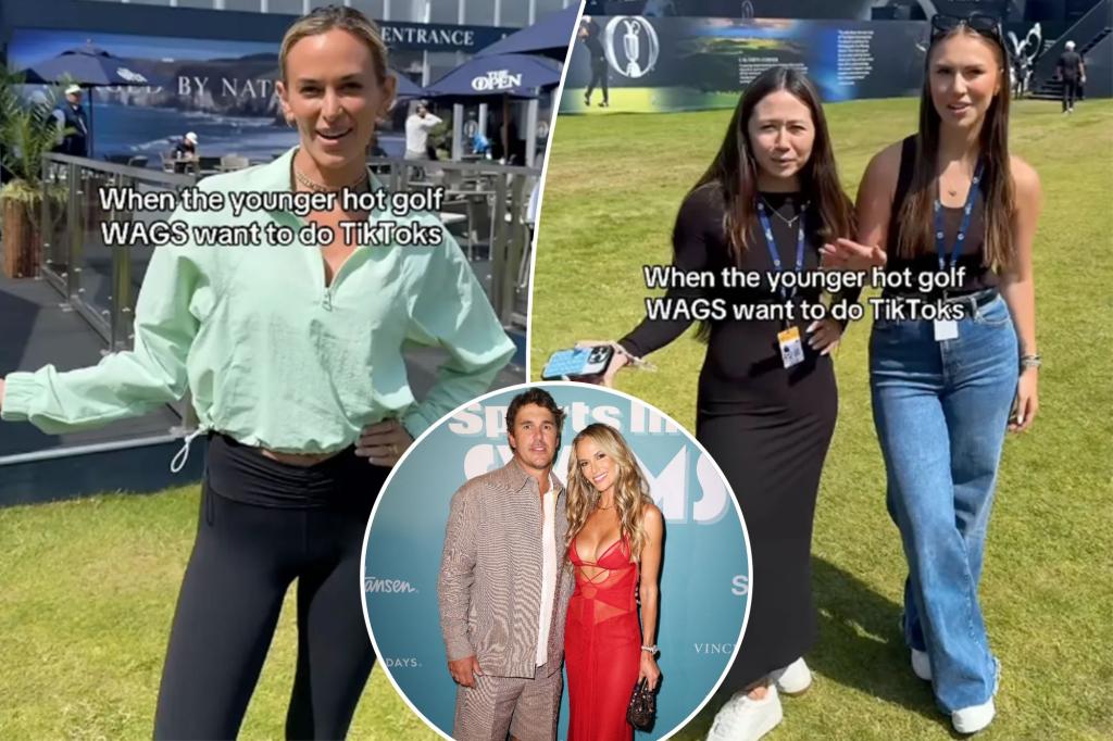 Jena Sims highlights 'younger attractive golf partners' in video during British Open coverage.