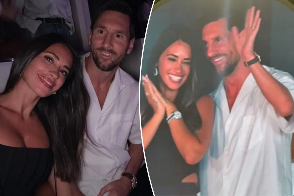 Lionel Messi and his wife share a special moment during a Coldplay concert