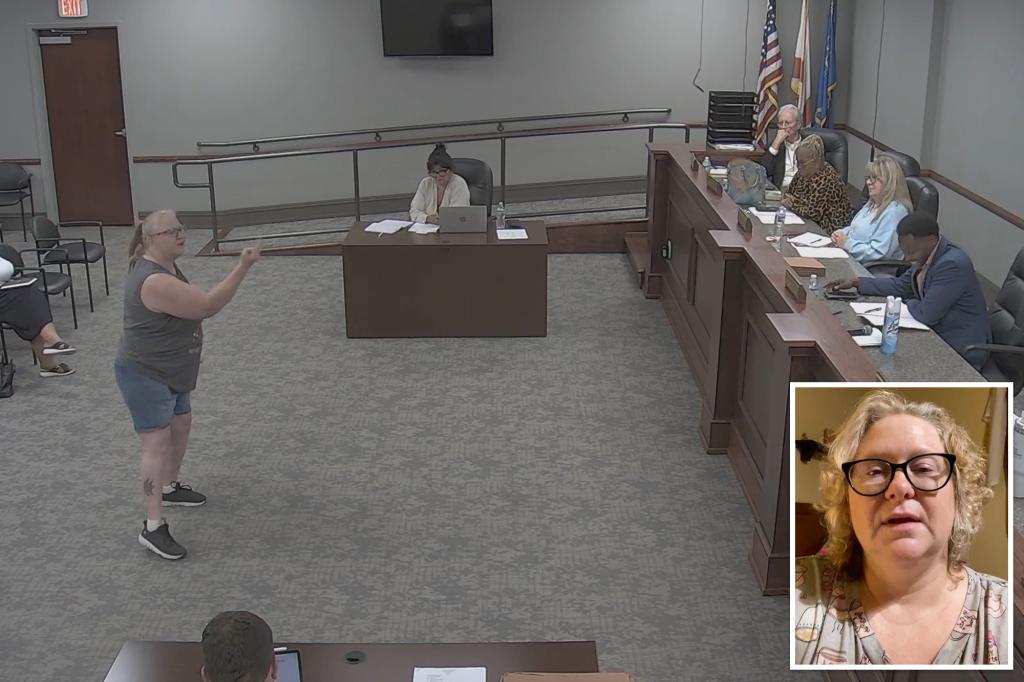 Local activist causes a stir with foul language and insults in her last meeting before relocating, as seen in a wild video