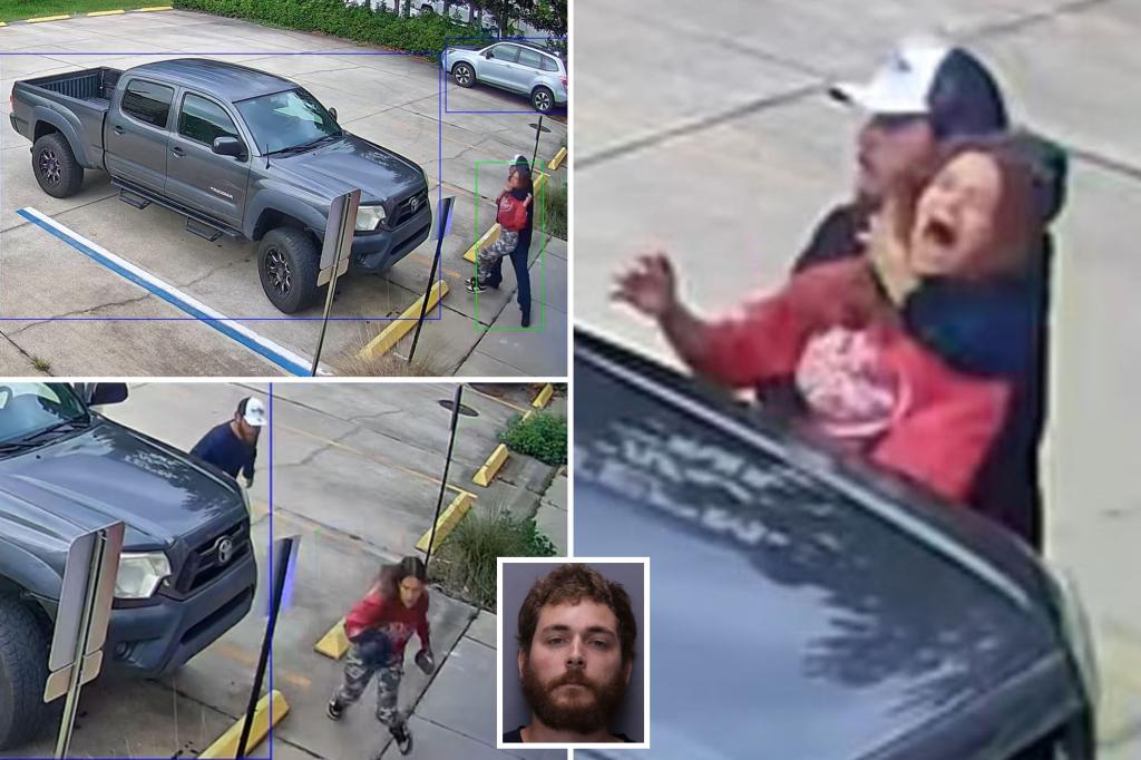 Man seen attempting to pull a woman into a pickup truck, but fast action causes him to run away