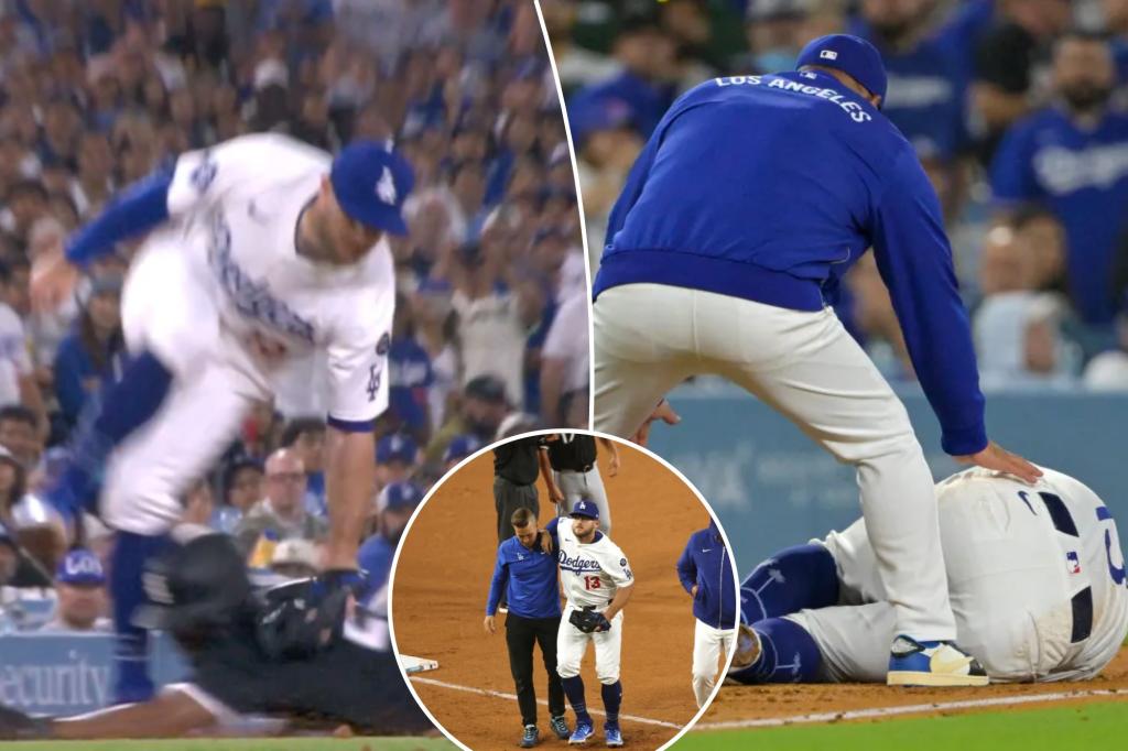 Max Muncy leaves the game due to a concerning left knee injury