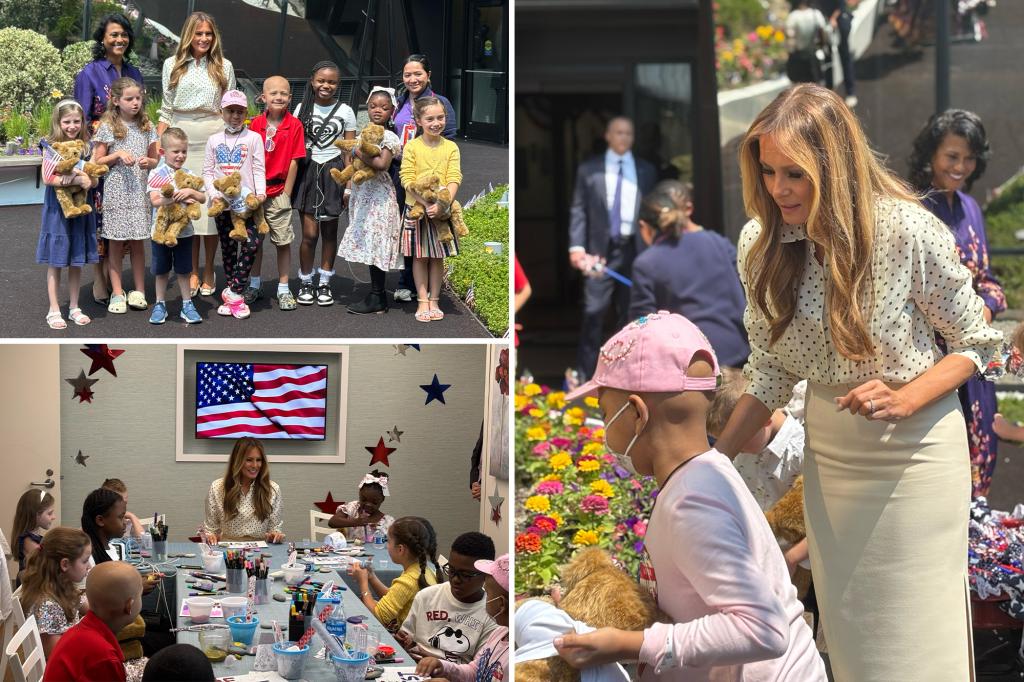 Melania Trump discusses Taylor Swift and July 4 plans with ill children at a hospital in DC