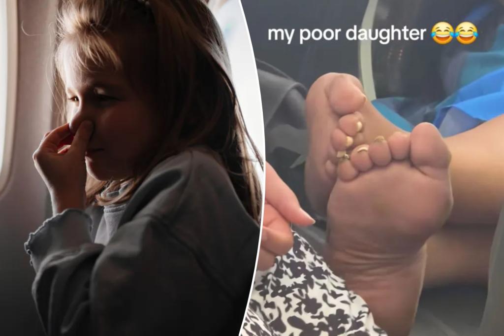 Mother held responsible for letting airplane passenger's smelly feet touch her daughter's seat