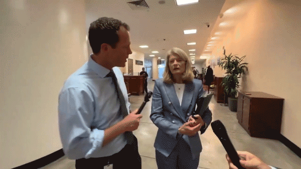 Murkowski confronts reporter who asks about her vote on the Trump spending bill