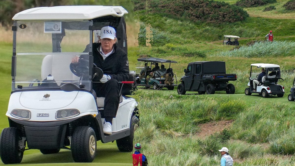 New armored 'Golf Force One' introduced during Trump's golf trip in Scotland