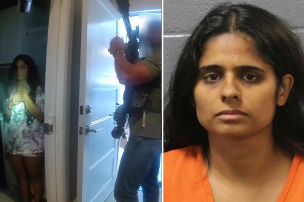 New video reveals details of the home raid of Oklahoma pediatrician Neha Gupta, who is accused of drowning her 4-year-old daughter in Florida.
