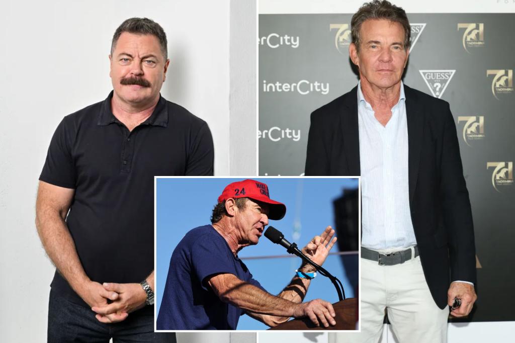 Nick Offerman is not interested in debating his Trump-supporting co-star Dennis Quaid