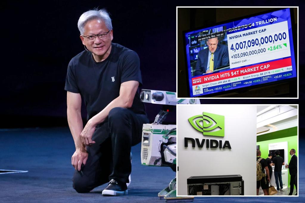 Nvidia is now the first company to reach a $4 trillion valuation, surpassing Apple and Microsoft.