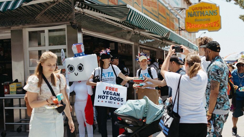 PETA provides vegan hot dogs at the Nathan's competition