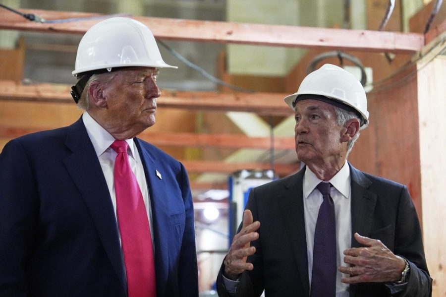 Powell calls it a privilege to show Trump around the Fed renovations.