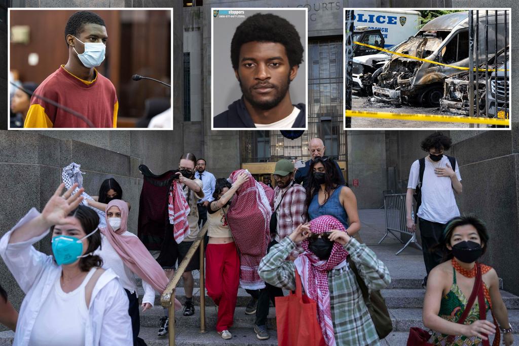 Protester against Israel facing charges for setting fire to NYPD vehicles as supporters disrupt court: 'Forget peace'