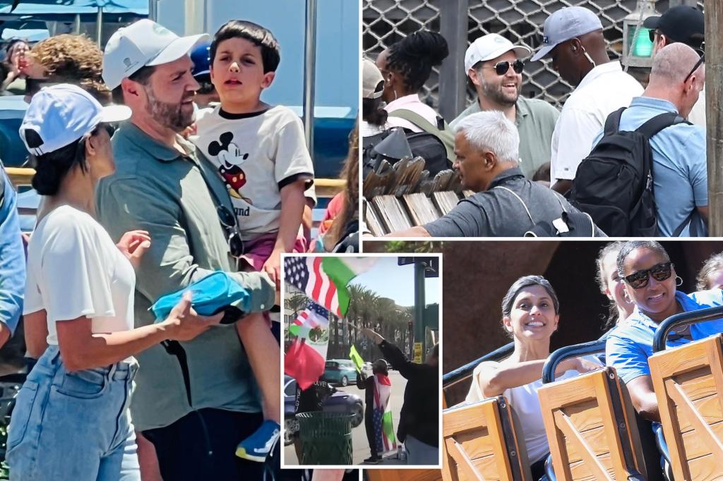 Protesters and Governor Newsom confront JD Vance and his family during their visit to Disneyland