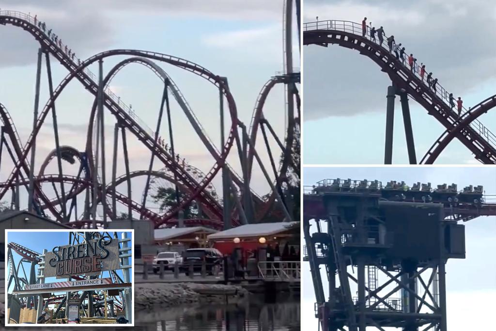 Rollercoaster 'Siren's Curse' at Cedar Point malfunctions for the fourth time since its launch, leading riders to descend a 160-foot high curve: video