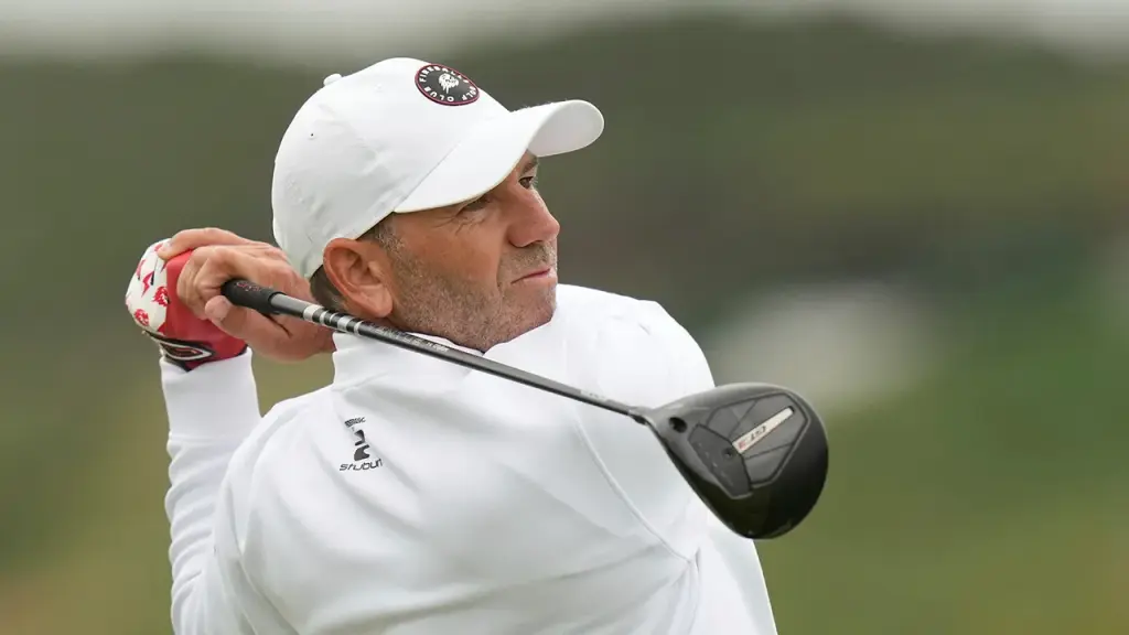 Sergio Garcia breaks his driver in the final round of The Open