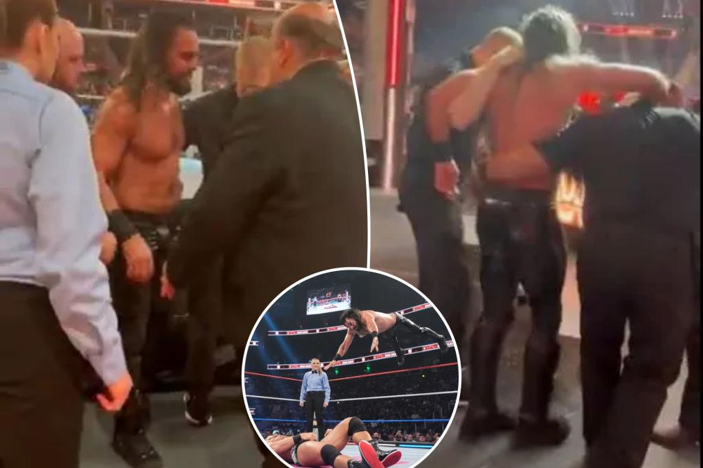 Seth Rollins curses after knee injury at WWE Saturday Night's Main Event