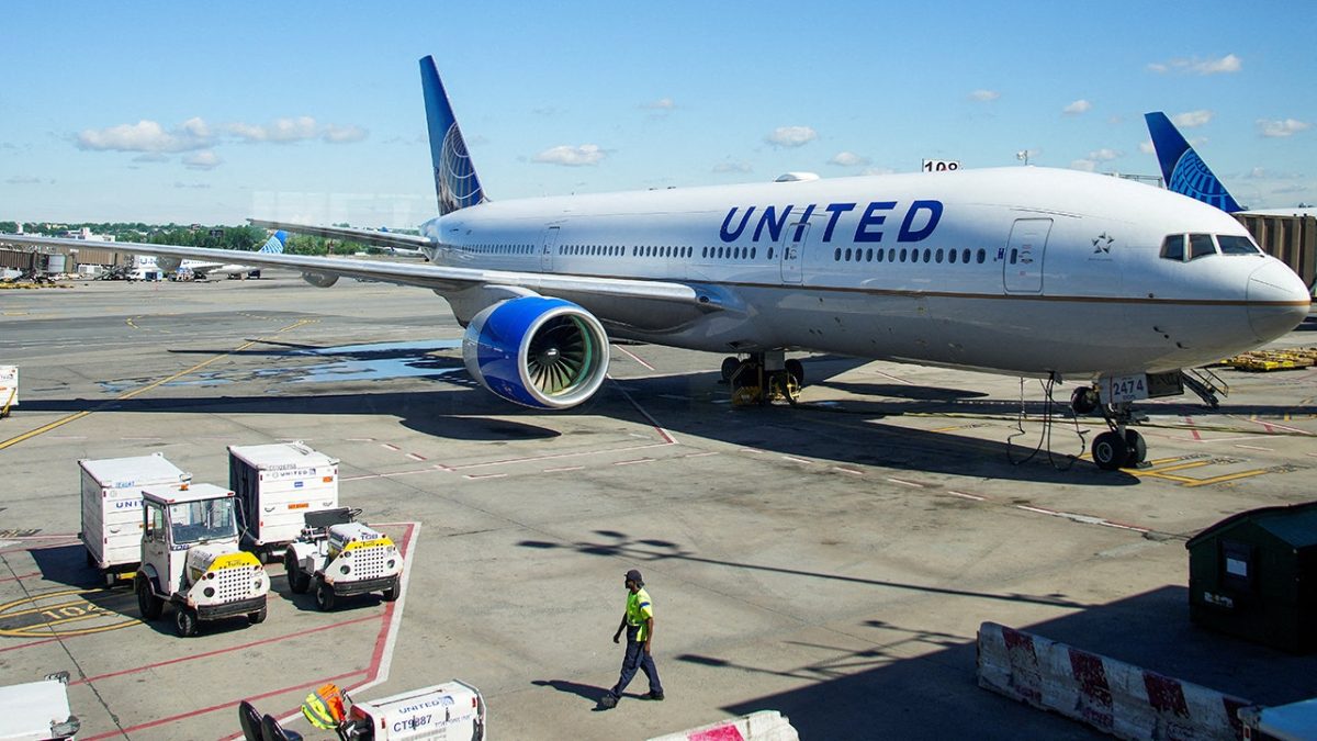 Severe weather delays United Airlines flight at Newark airport for seven hours.