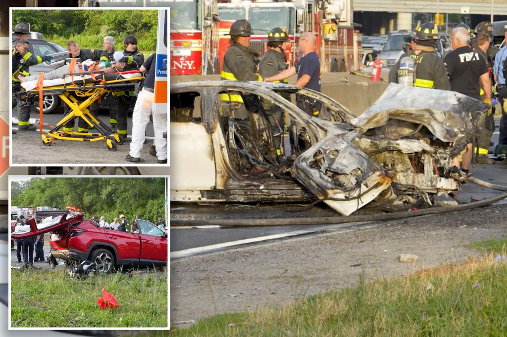 Six injured when a car enters oncoming traffic in New York City