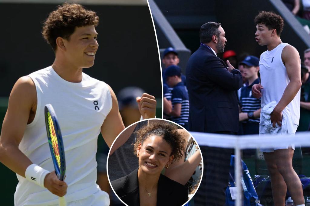 Trinity Rodman celebrates Ben Shelton's quick Wimbledon victory following a delay due to darkness.