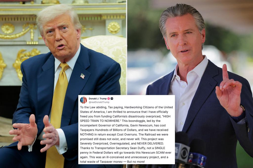 Trump cuts federal money for California's $135B high-speed rail project.