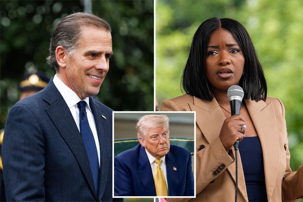 Trump jokes that a presidential campaign featuring Hunter Biden and Jasmine Crockett would be quite a combination.