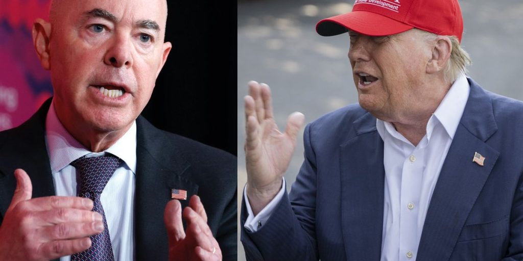 Trump reacts to a reporter's question about why Mayorkas and others haven't been arrested, calling it more than just incompetence.