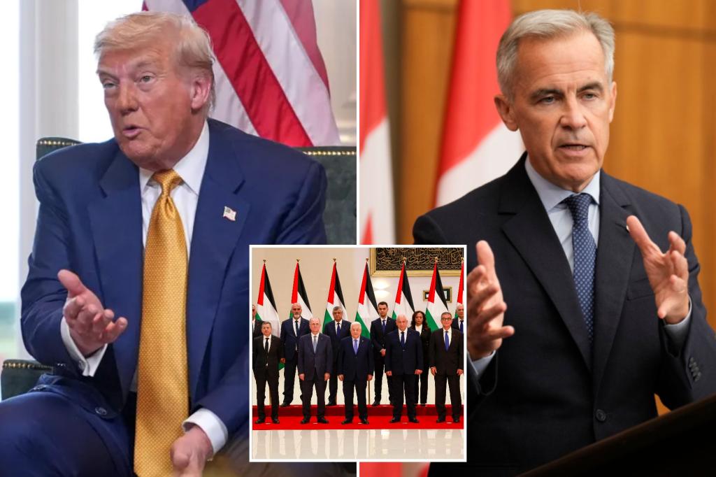 Trump states that reaching an agreement with Canada on supporting Palestinian statehood is challenging.