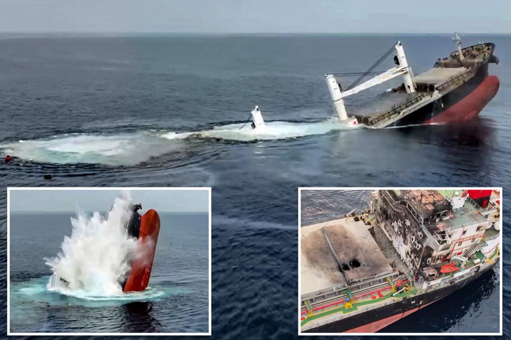Vessel targeted by Yemen's Houthi rebels sinks in the Red Sea, 6 out of 25 people on board saved