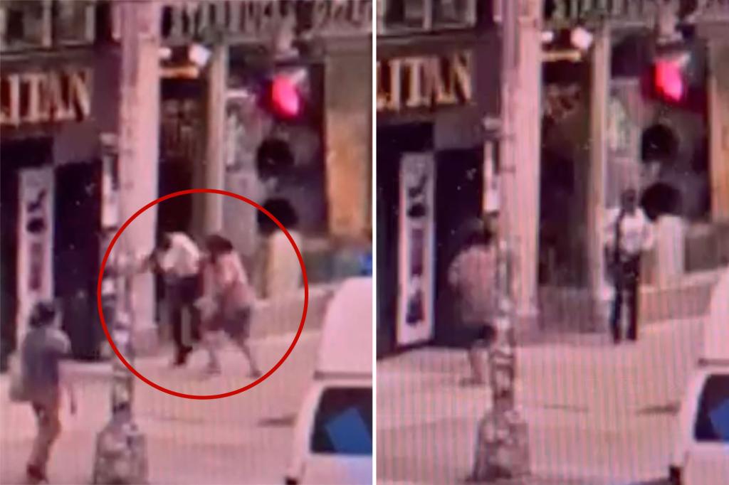 Video: NYPD officer fights with a wild person throwing food during a morning altercation at Starbucks