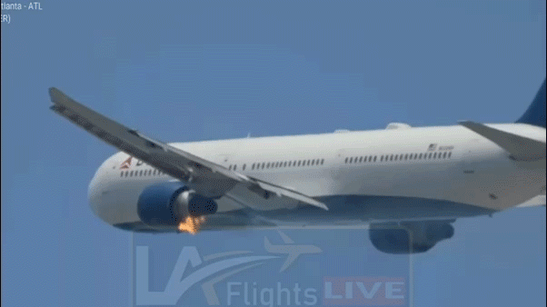Video captures engine fire on Delta flight during emergency landing at LAX