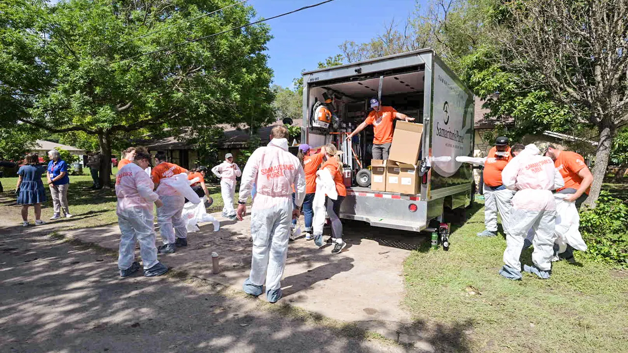 Volunteers from Samaritan's Purse assist Texas flood survivors with recovery efforts