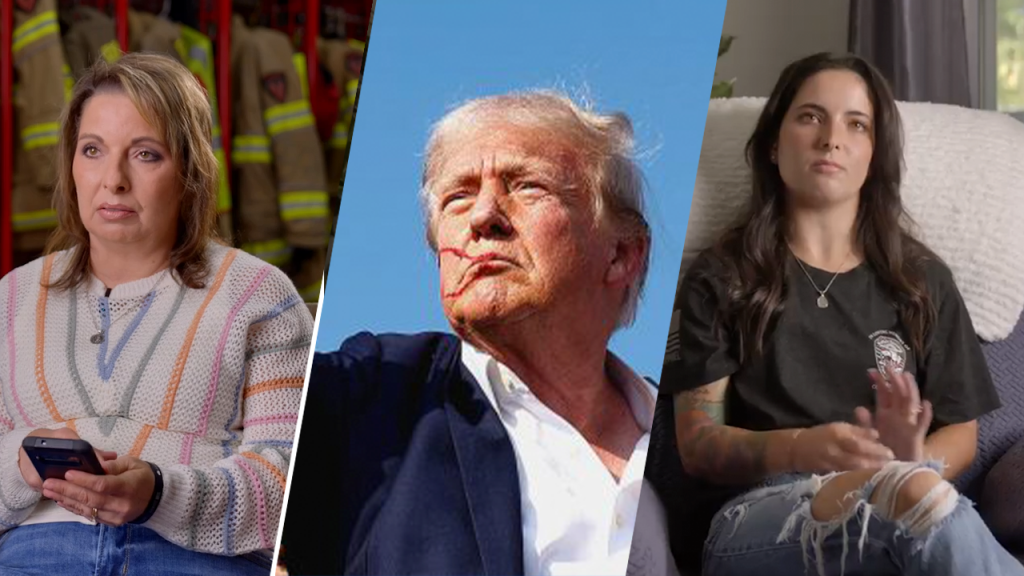 Woman and her child of the man who died at a Trump rally share their story in a special feature.