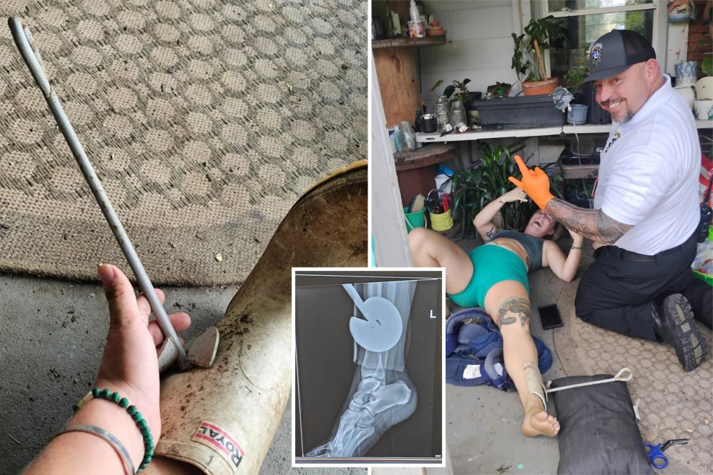 Woman injured by metal spike while mowing grass