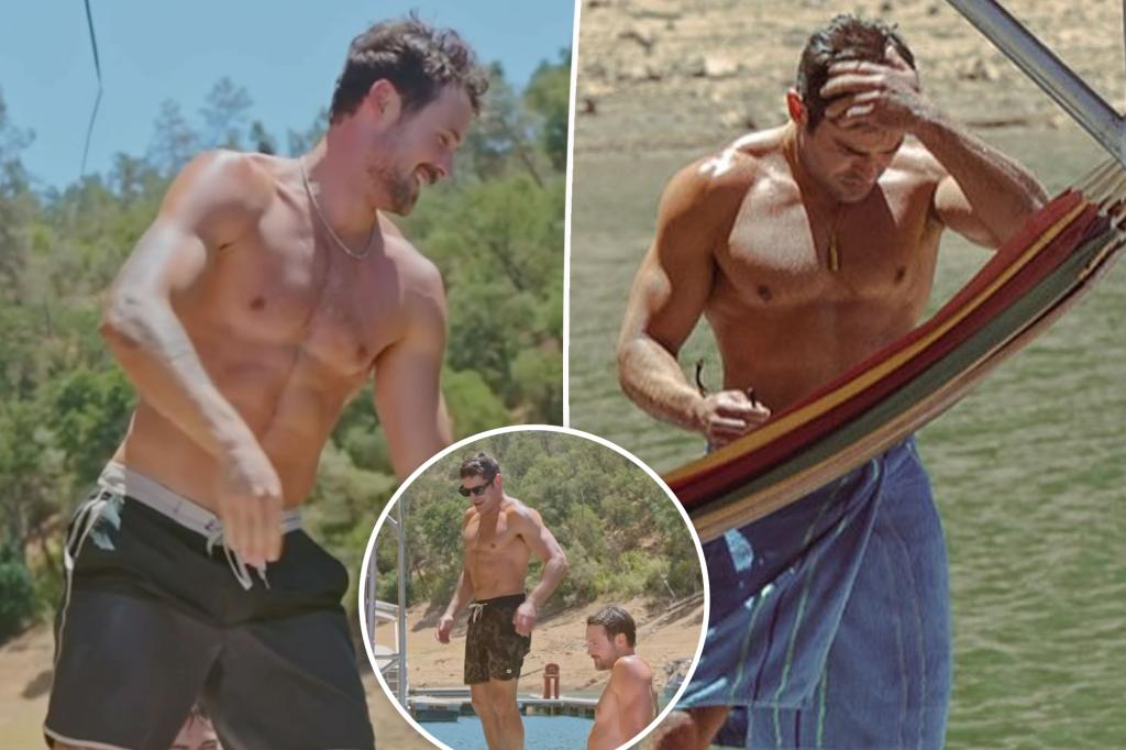 Zac and Dylan Efron enjoy a summer day by the lake without shirts.