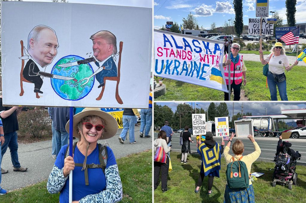 Anchorage gets ready for the Trump-Putin meeting while some demonstrate in the streets.