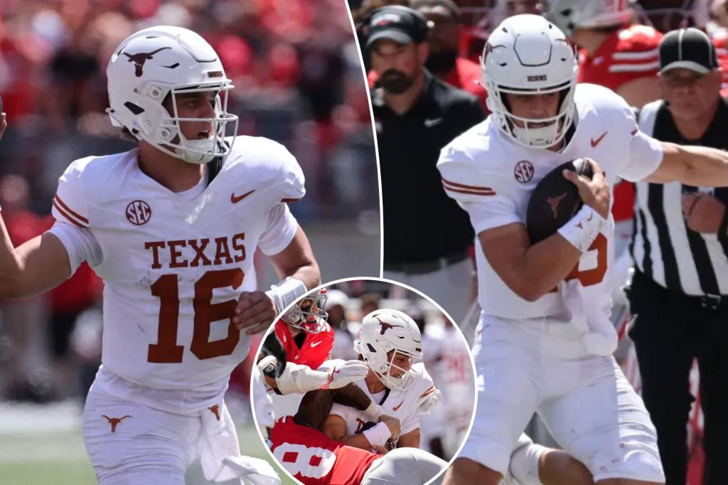 Arch Manning's Texas debut goes off course in disappointing defeat to Ohio State