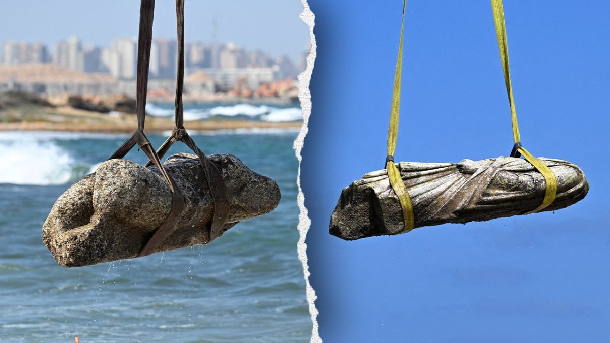 Artifacts from a submerged city recovered from the ocean floor in Egypt