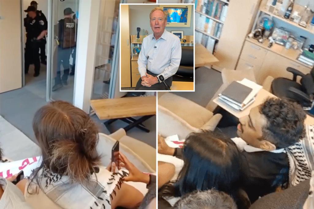 Authorities detain 7 Gaza demonstrators who took over Microsoft president's office