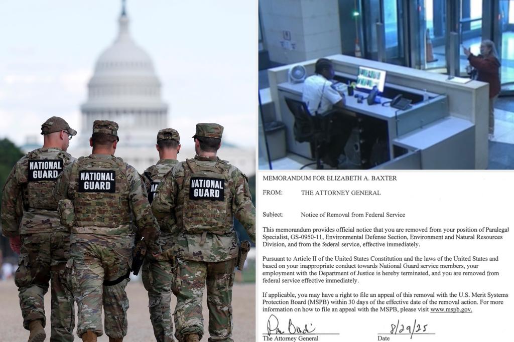 Bondi dismisses DOJ employee who made an obscene gesture at the National Guard in DC and bragged about it.