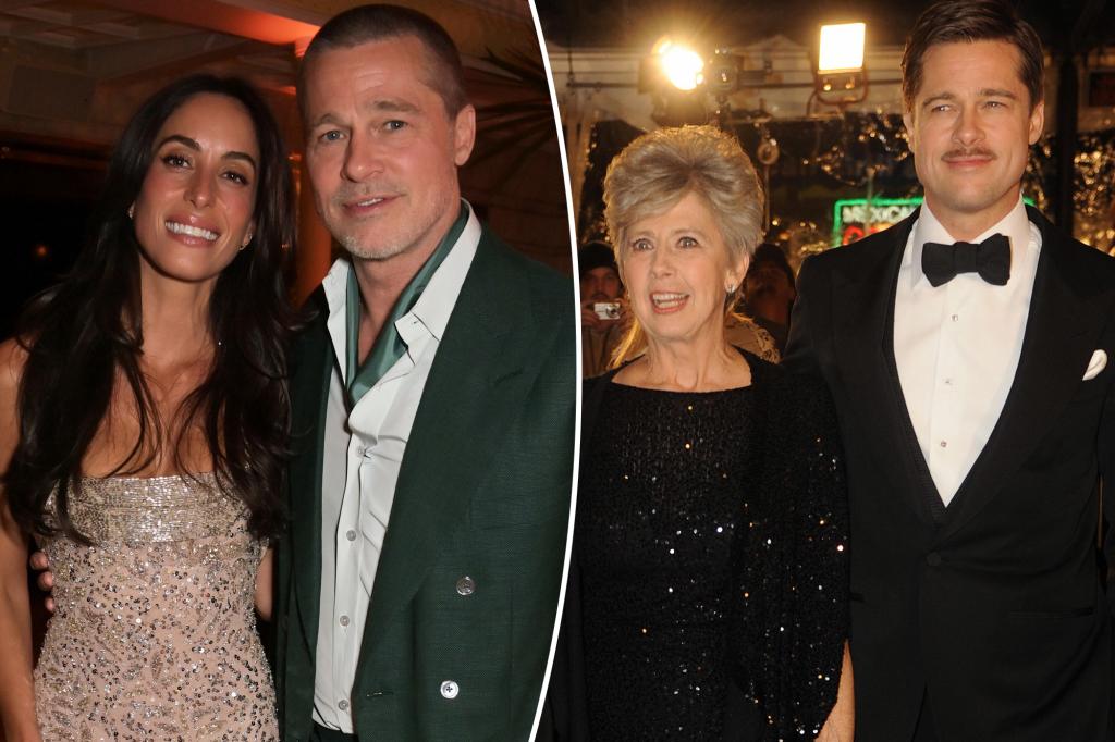 Brad Pitt's girlfriend is there for him as he mourns his mother's passing.