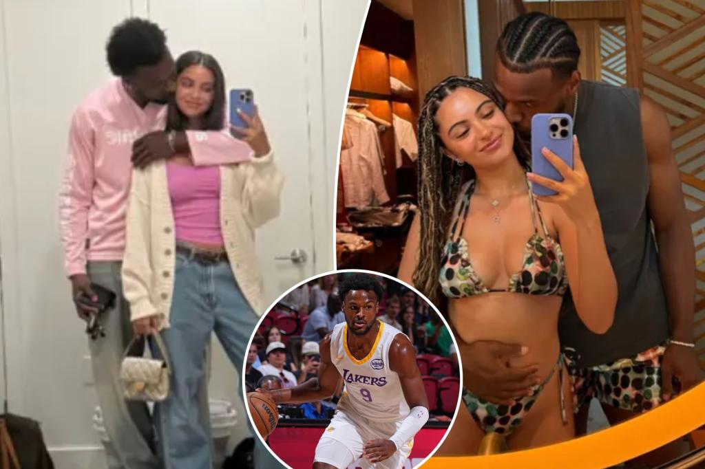 Bronny James and his girlfriend share a sweet moment in a public display of affection for their anniversary.