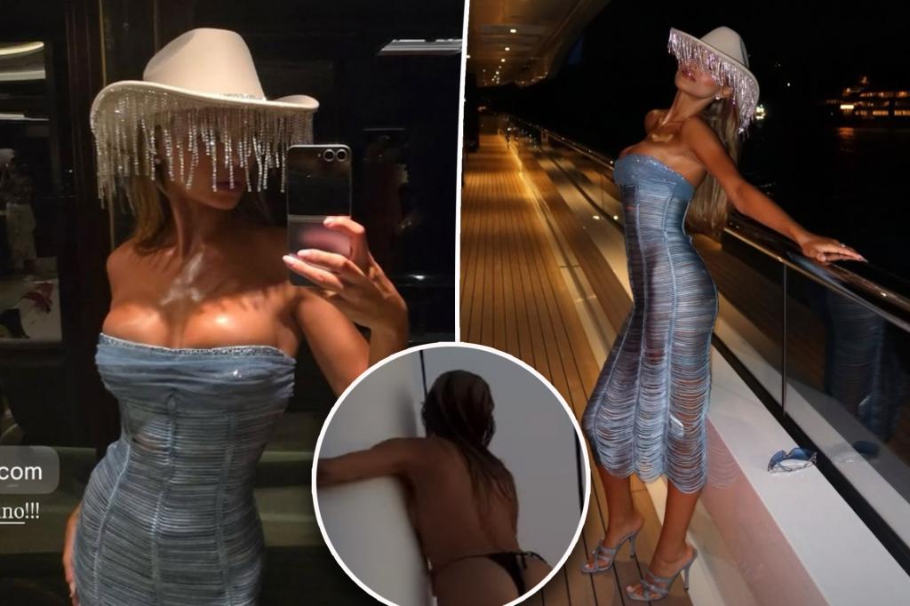 Brooks Nader wears only a thong bikini while enjoying a fun trip in Italy.