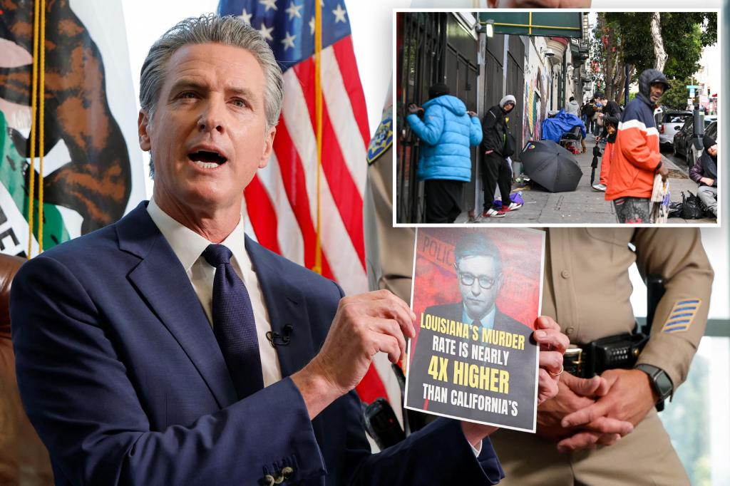 California Governor claims crime rates are elevated in Republican-run cities as San Francisco residents take legal action over drug policies harming their city