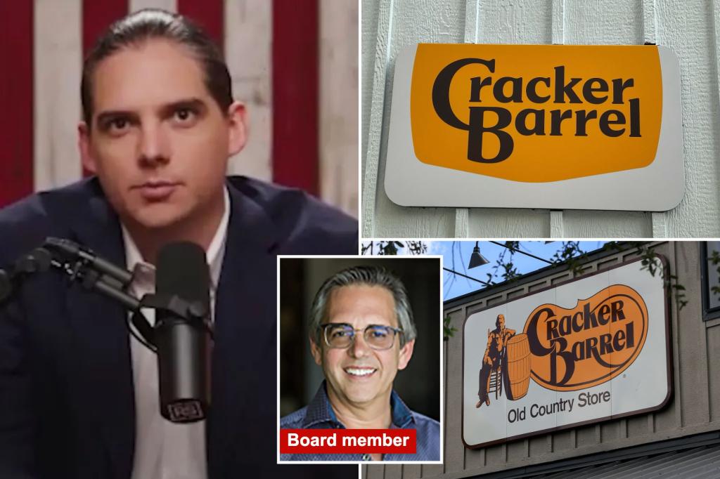Cracker Barrel board member criticized for DEI history after the restaurant changes its traditional logo