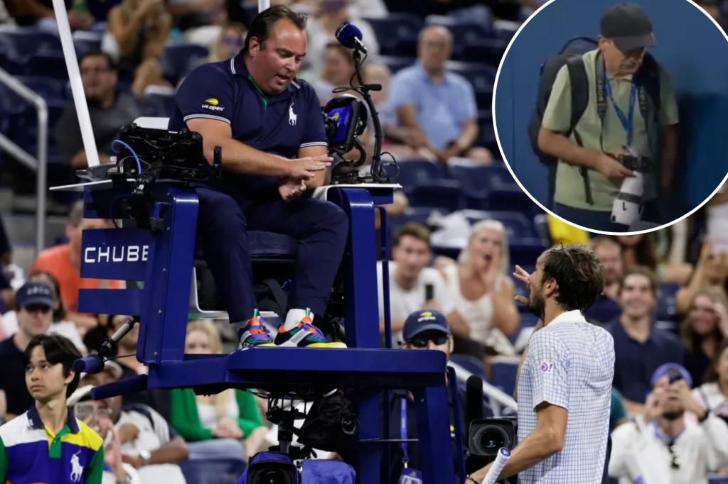 Daniil Medvedev confronts umpire after cameraman causes US Open delay
