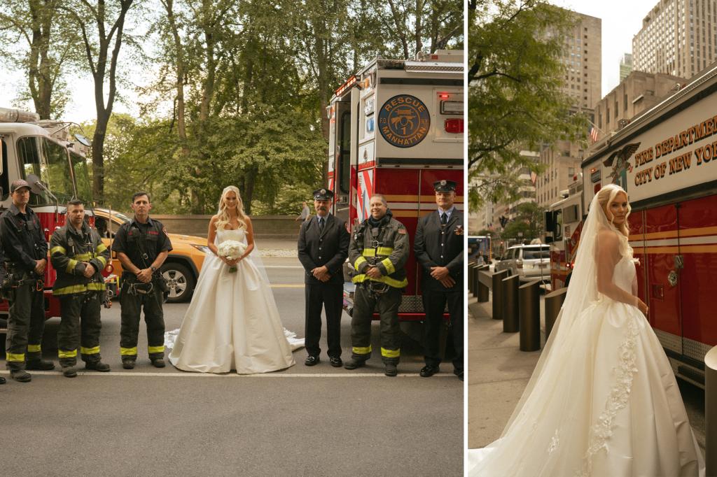 Daughter of 9/11 firefighter commemorates her father with his colleagues during her wedding day