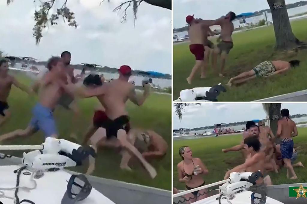 Daytime fight erupts between swimmers on boats at a Florida lake in view of families and children: video