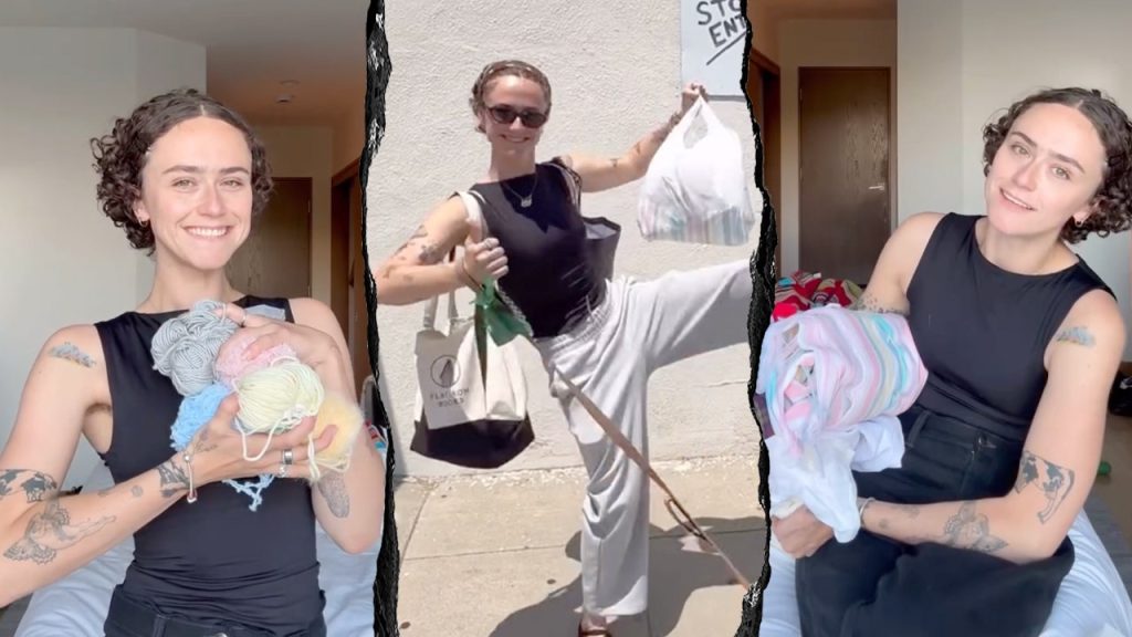 Ella Emhoff demonstrated using a plastic bag before expressing her worries about climate change.